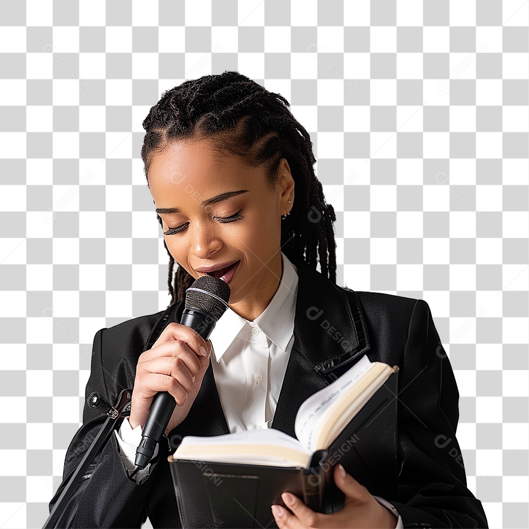 Pastora Cantando Cultos PNG Transparente