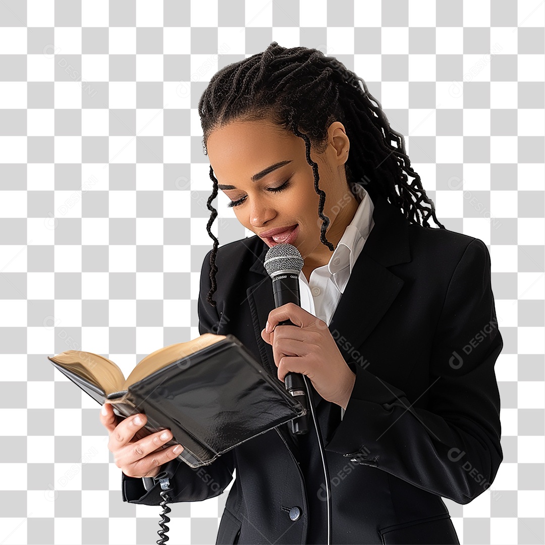 Pastora Cantando Cultos PNG Transparente