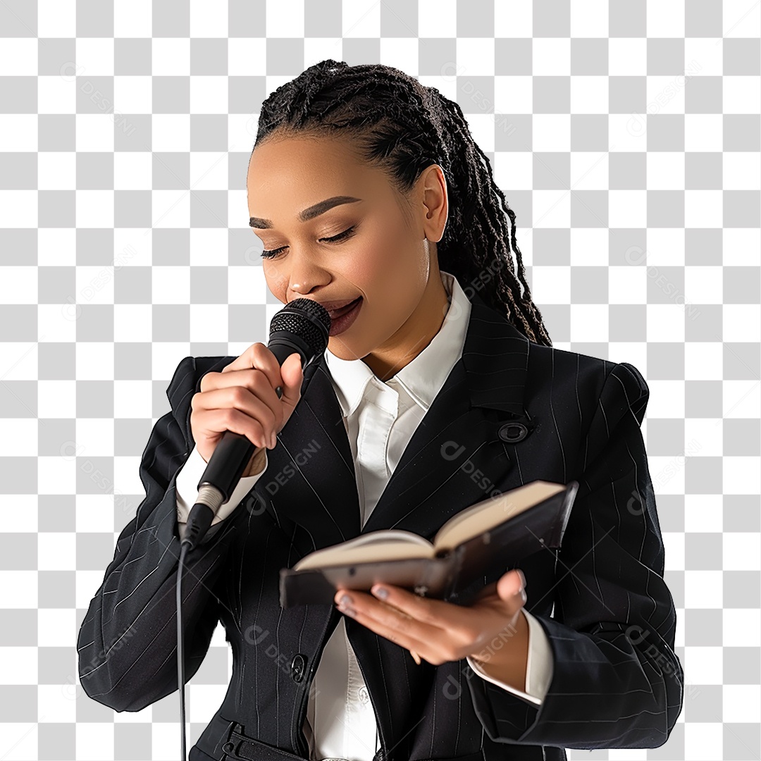 Pastora Cantando Cultos PNG Transparente