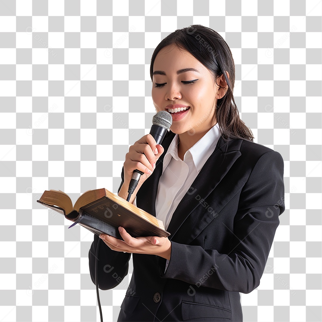 Pastora Cantando Cultos PNG Transparente