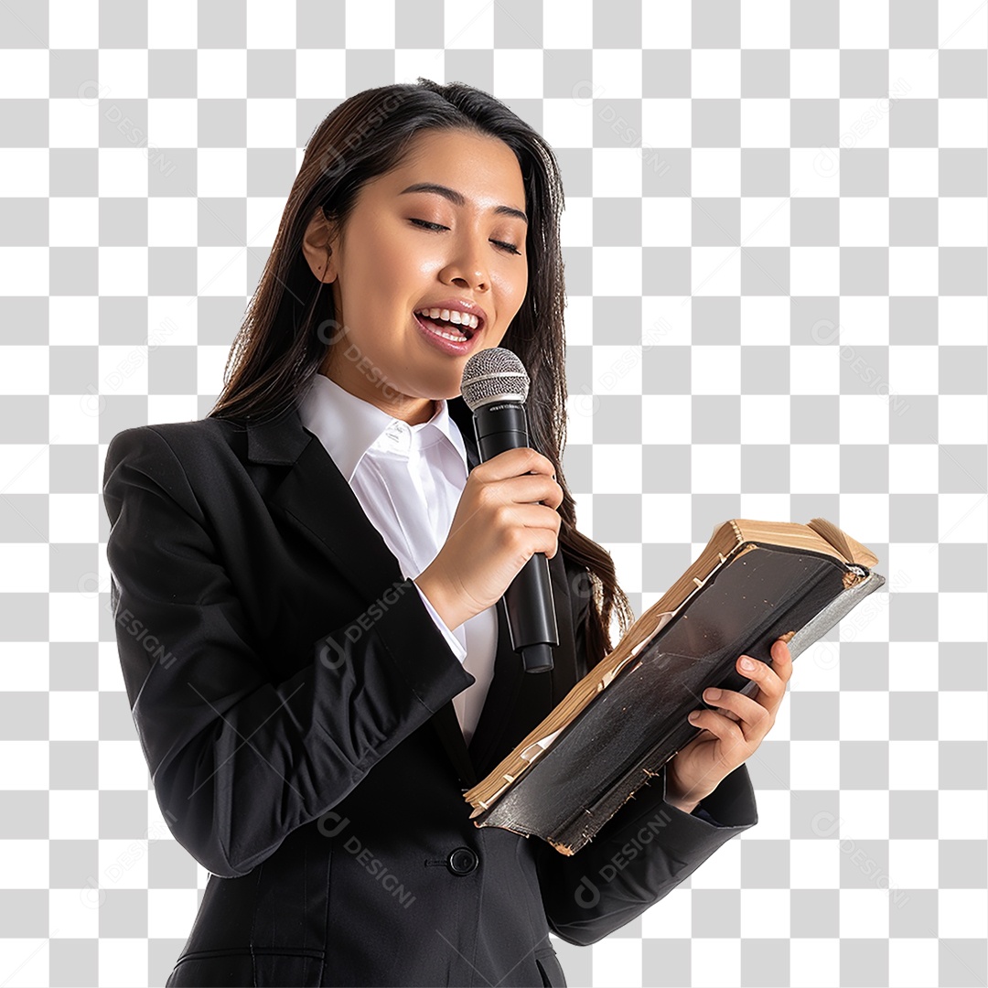 Pastora Cantando Cultos PNG Transparente