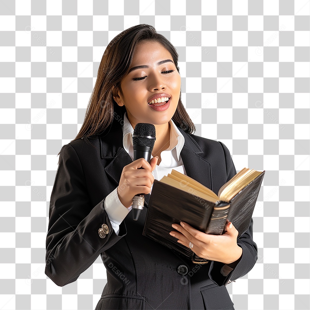 Pastora Cantando Cultos PNG Transparente