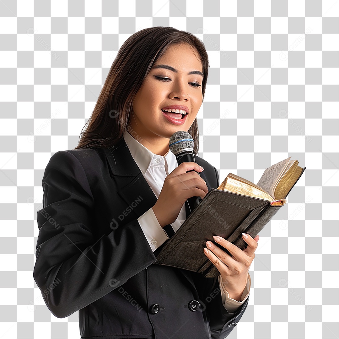 Pastora Cantando Cultos PNG Transparente