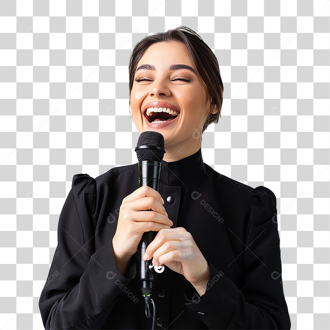 Pastora Cantando Cultos PNG Transparente