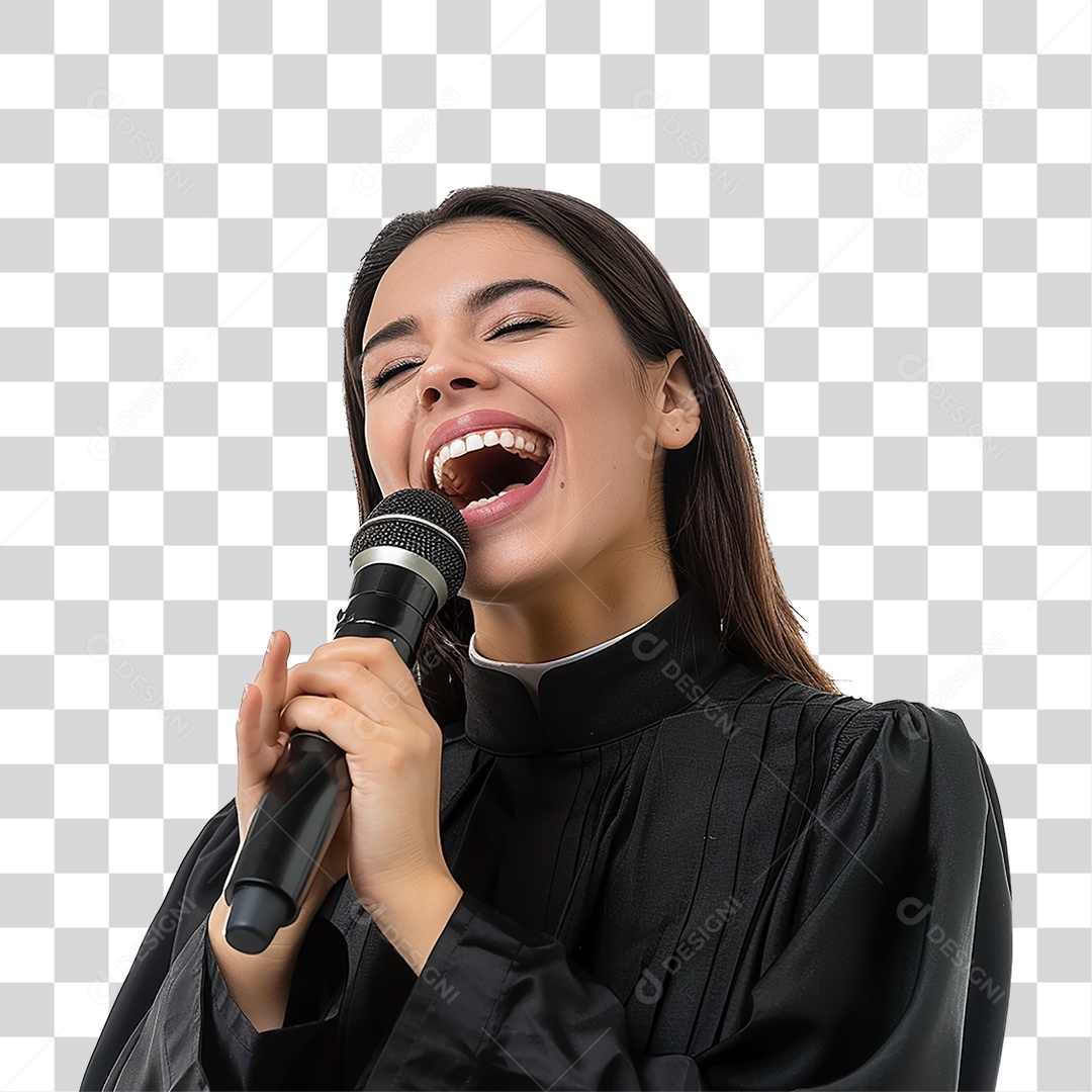 Pastora Cantando Cultos PNG Transparente