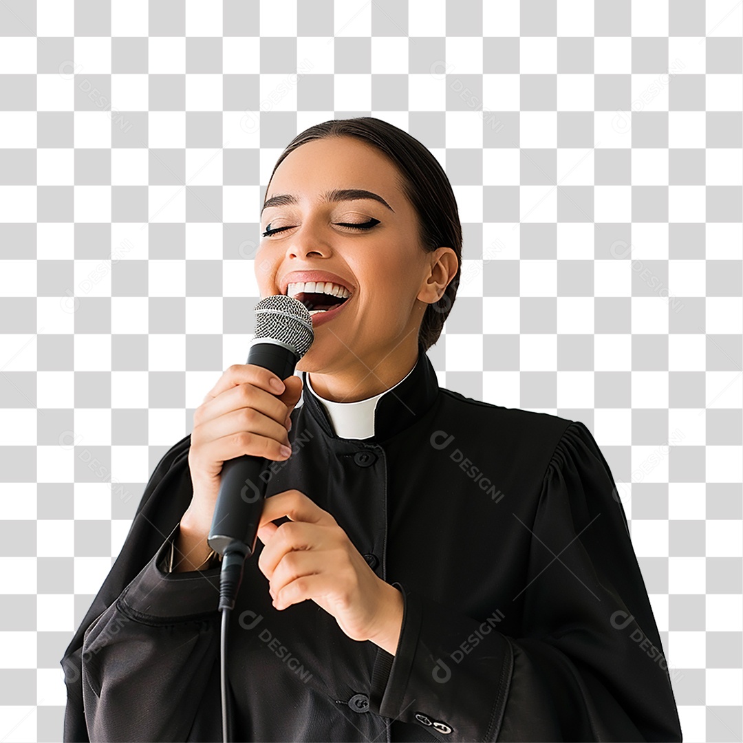 Pastora Cantando Cultos PNG Transparente