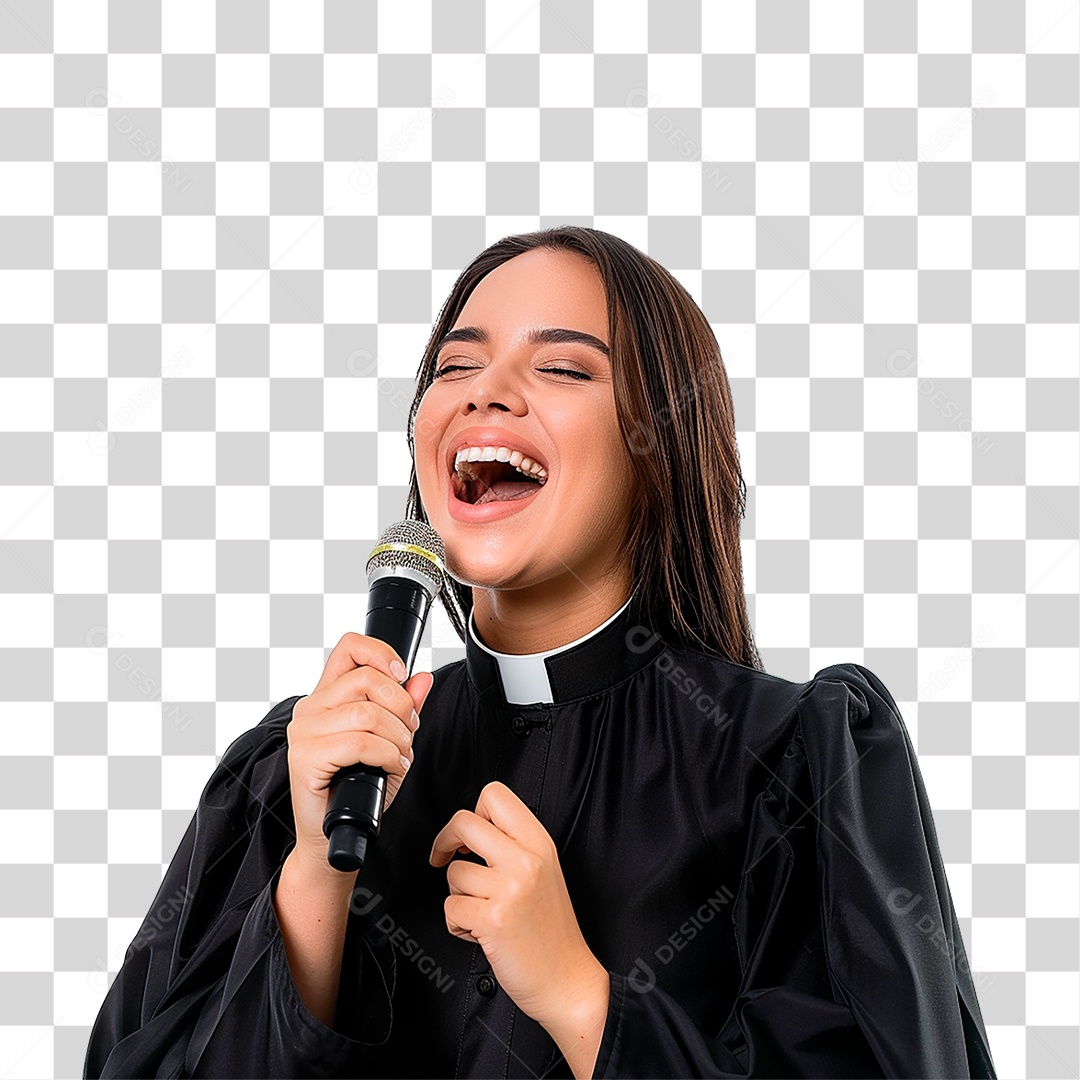 Pastora Cantando Cultos PNG Transparente