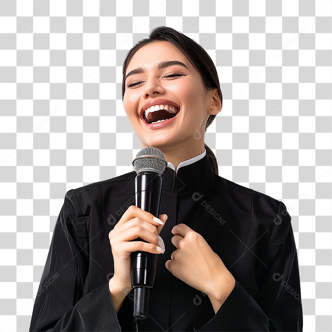 Pastora Cantando Cultos PNG Transparente