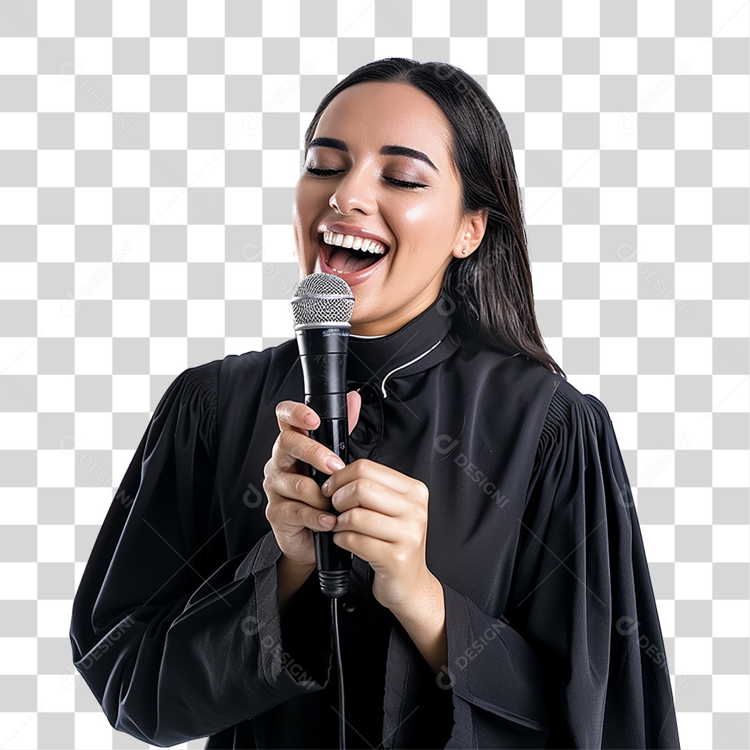 Pastora Cantando Cultos PNG Transparente