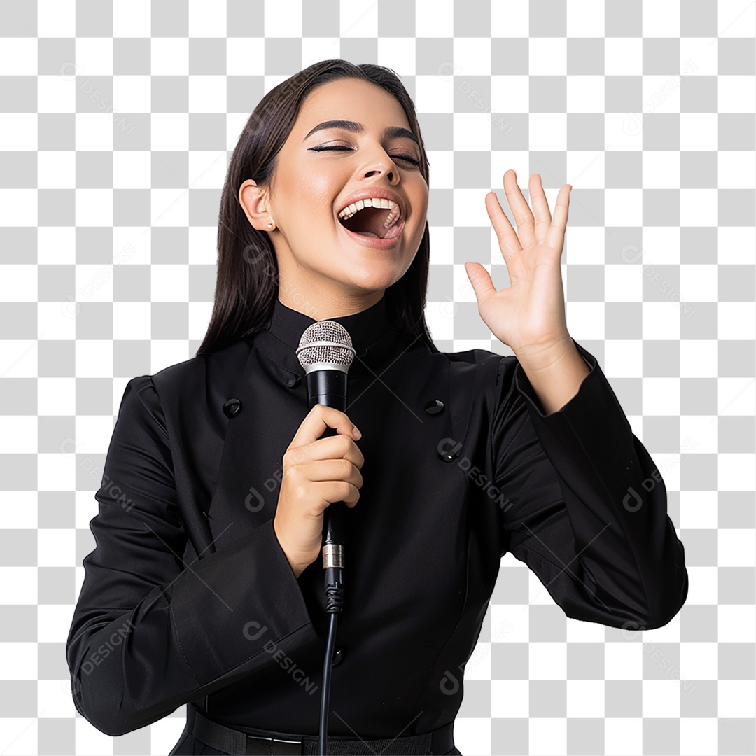 Pastora Cantando Cultos PNG Transparente