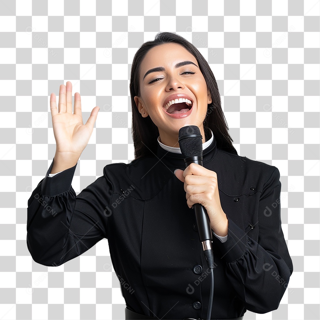 Pastora Cantando Cultos PNG Transparente