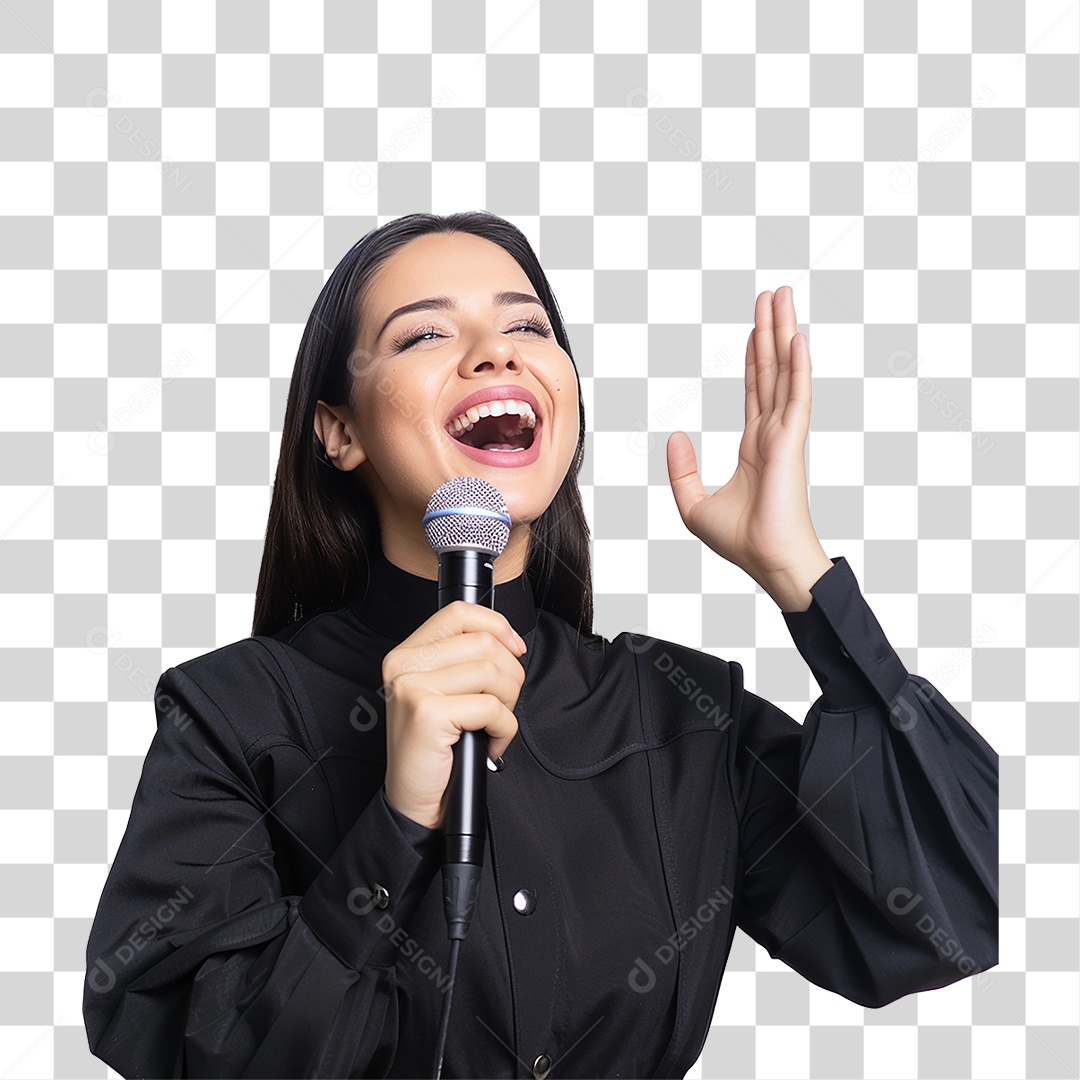 Pastora Cantando Cultos PNG Transparente