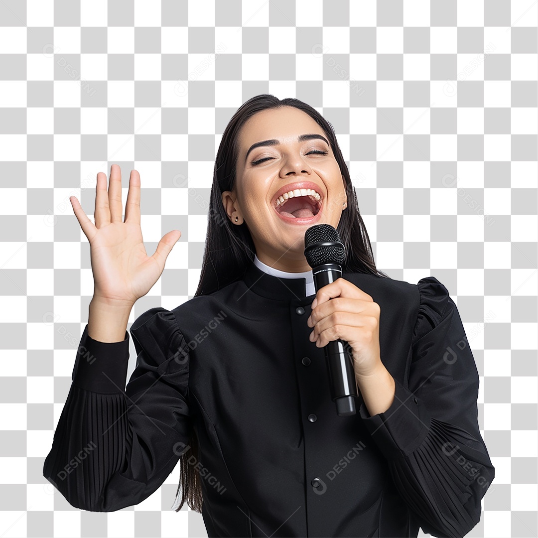 Pastora Cantando Cultos PNG Transparente