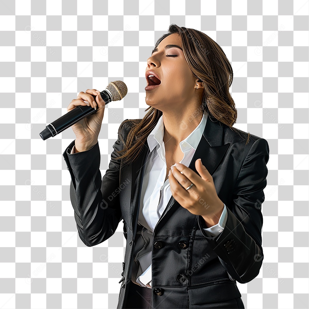 Pastora Cantando Cultos PNG Transparente