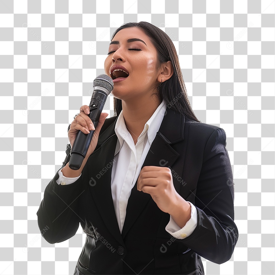 Pastora Cantando Cultos PNG Transparente