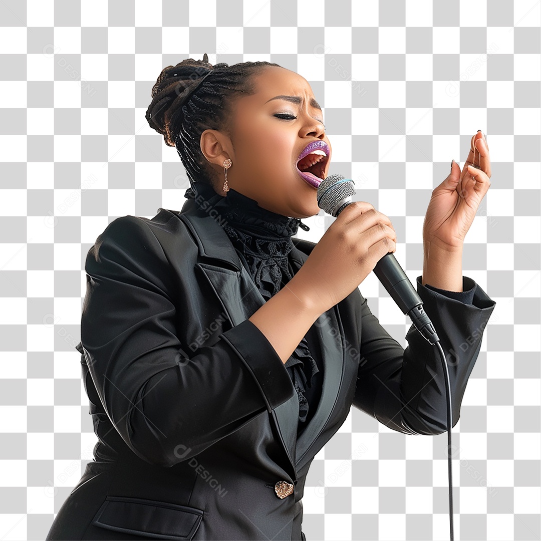 Pastora Cantando Cultos PNG Transparente