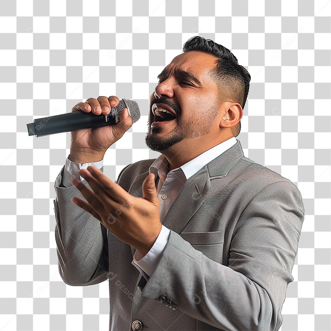 Pastor Cantando Cultos PNG Transparente