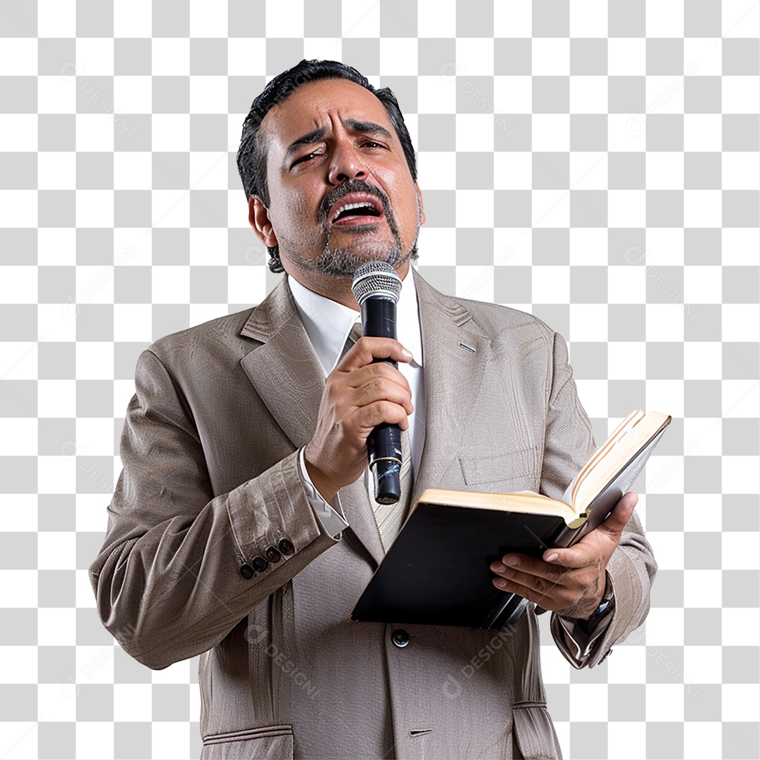 Pastor Cantando Cultos PNG Transparente