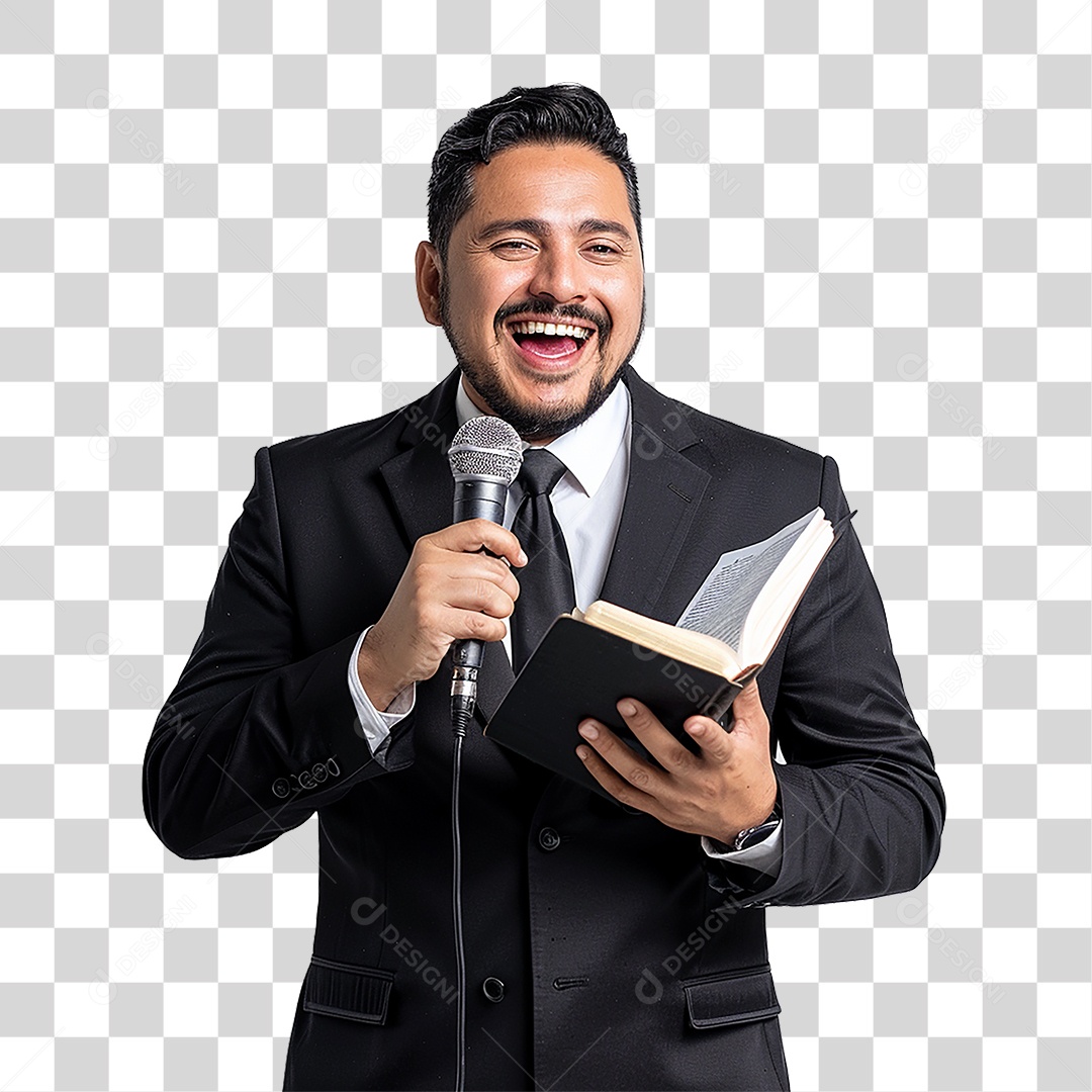 Pastor Cantando Cultos PNG Transparente