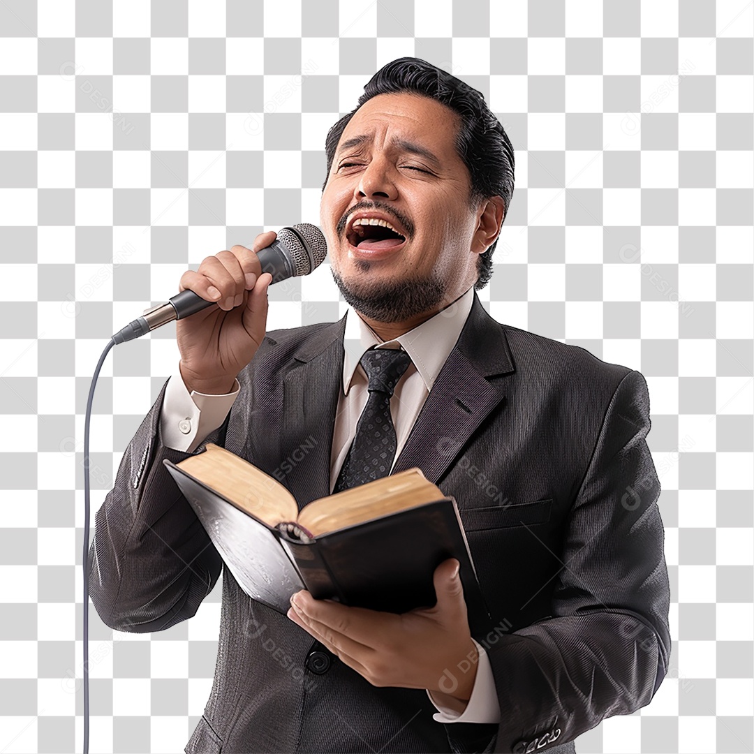 Pastor Cantando Cultos PNG Transparente