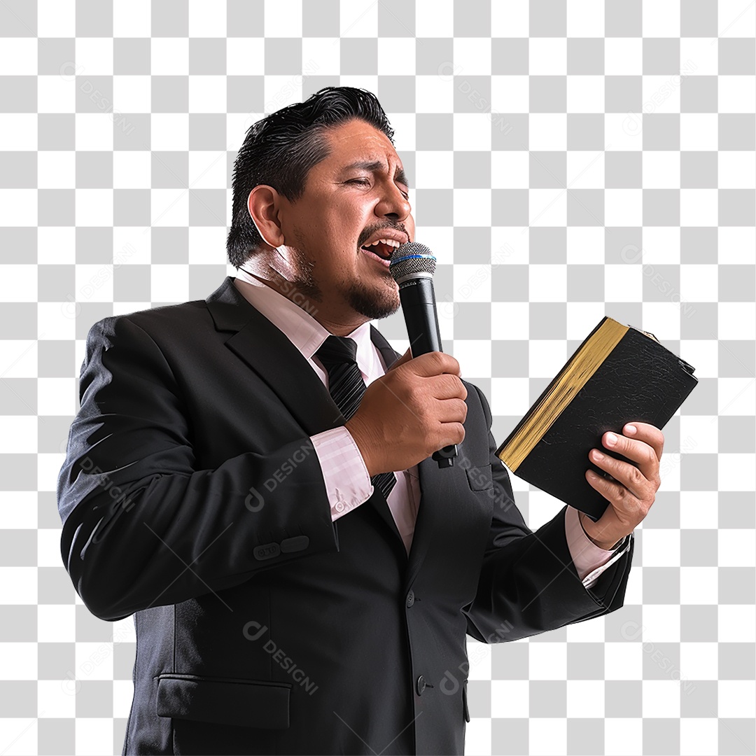 Pastor Cantando Cultos PNG Transparente