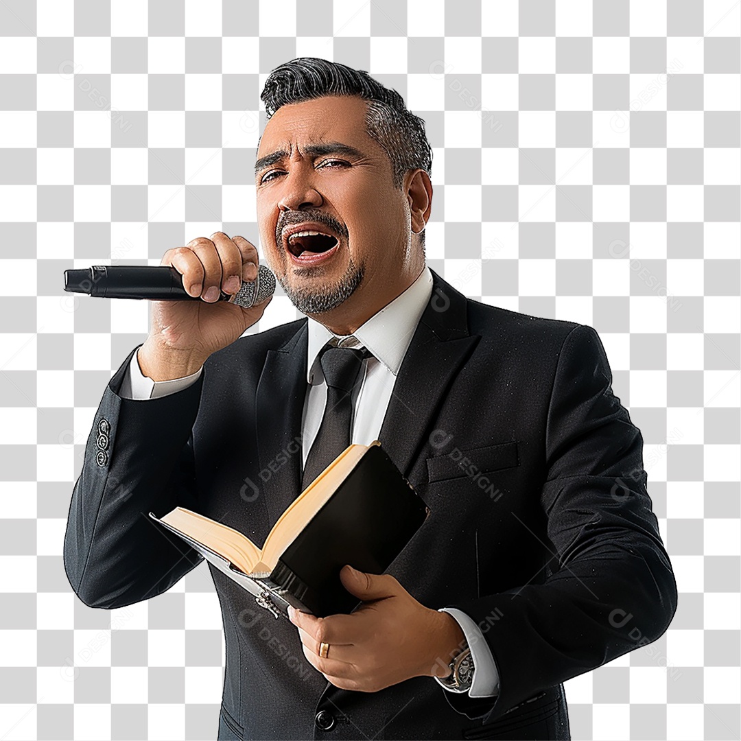 Pastor Cantando Cultos PNG Transparente