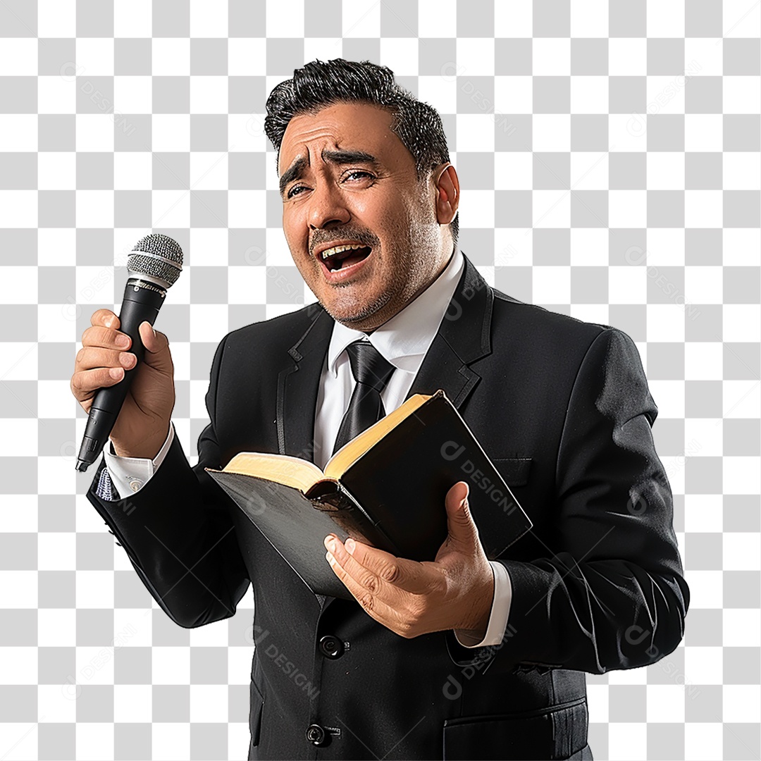 Pastor Cantando Cultos PNG Transparente