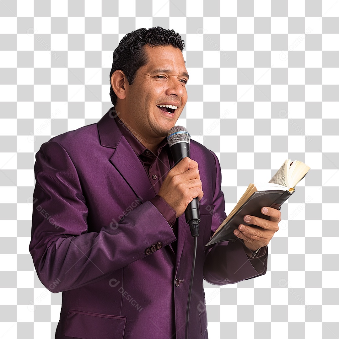 Pastor Cantando Cultos PNG Transparente