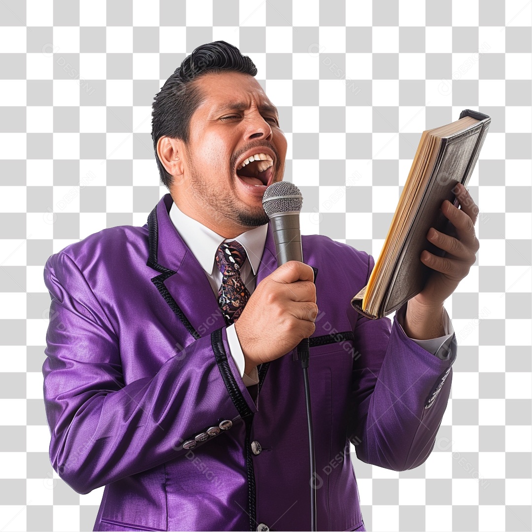Pastor Cantando Cultos PNG Transparente