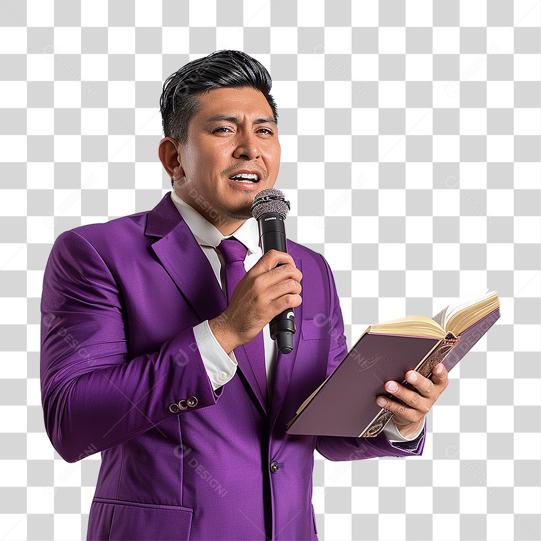 Pastor Cantando Cultos PNG Transparente