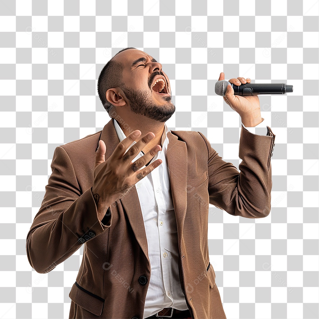 Pastor Cantando Cultos PNG Transparente