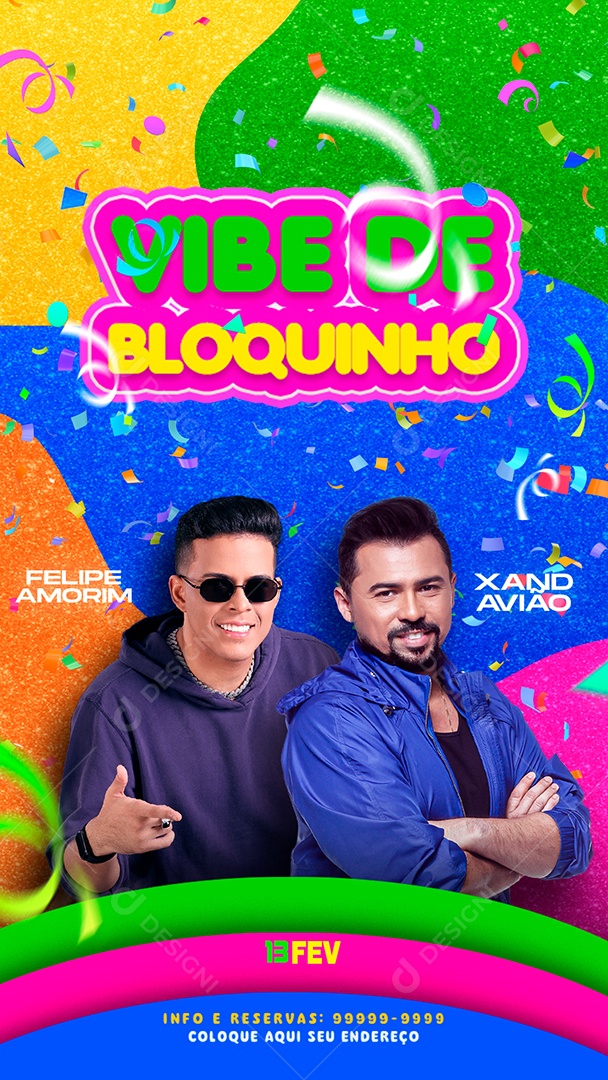 Flyer Story Vibe de Bloquinho Felipe Amorim Xand Avião Social Media PSD Editável