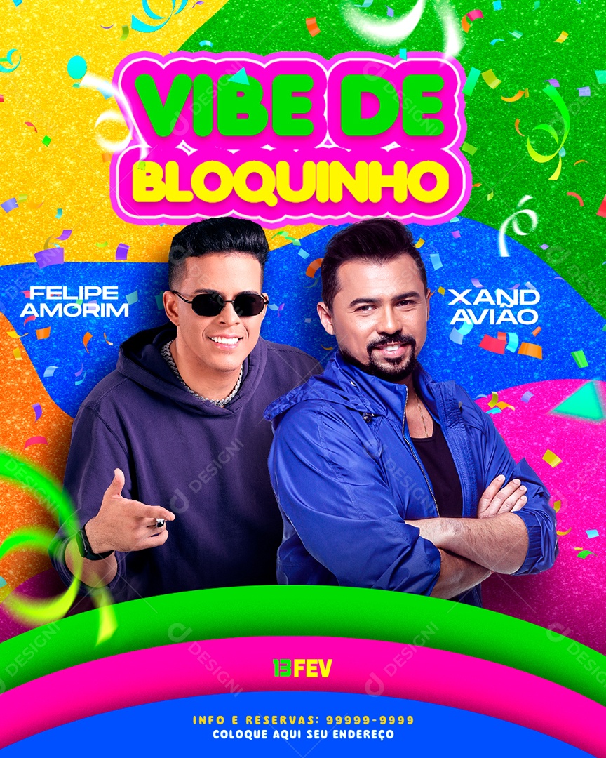 Flyer Vibe de Bloquinho Felipe Amorim Xand Avião Social Media PSD Editável