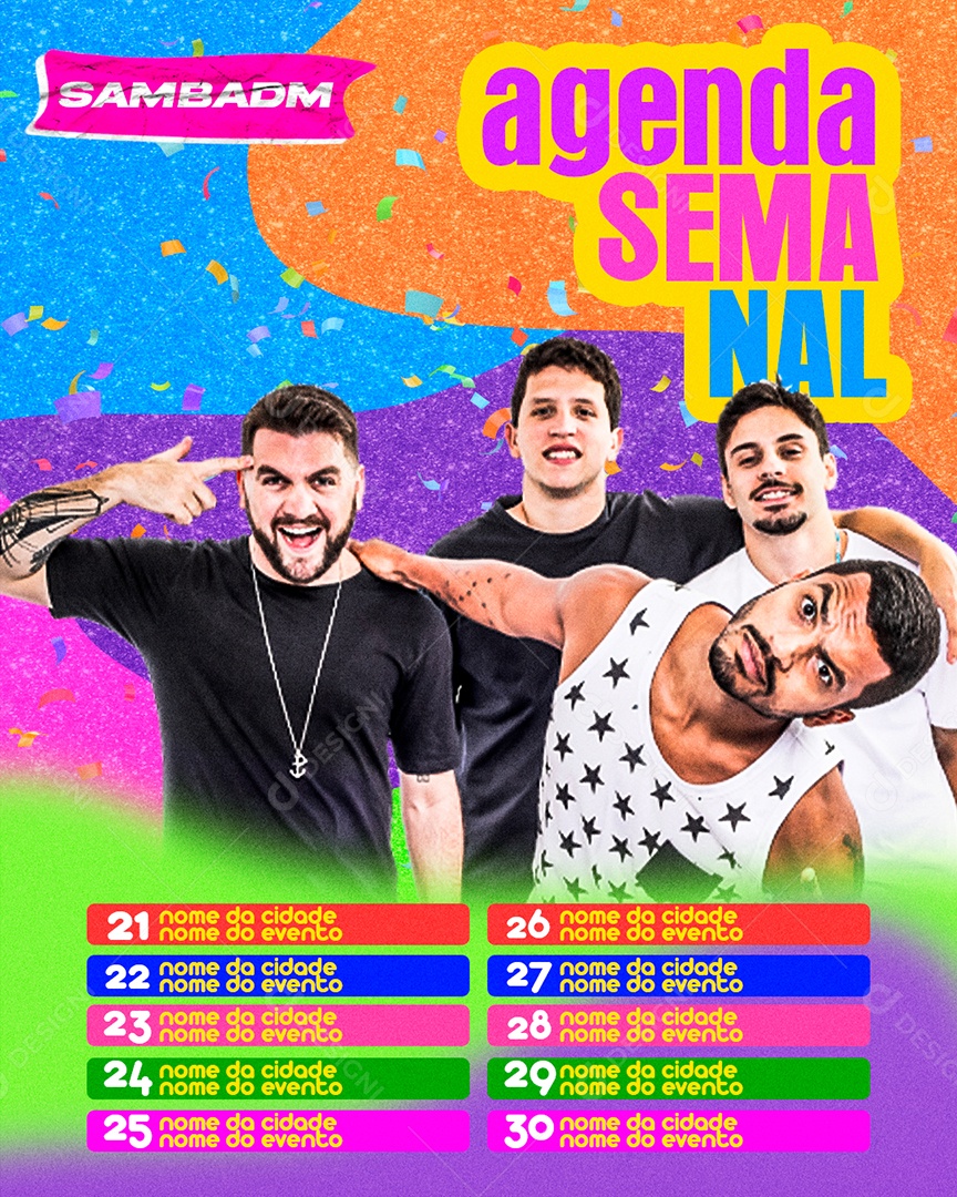 Flyer Agenda Semanal Samba DM Social Media PSD Editável