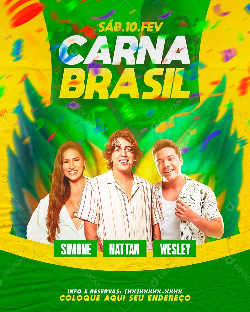 Flyer Carna Brasil Simone Nattan Wesley Social Media PSD Editável