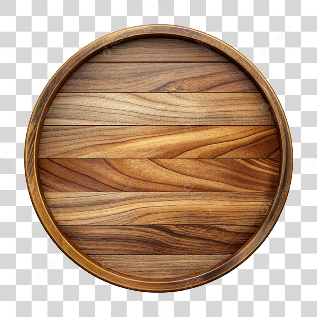 Placa Circular de Madeira PNG Transparente
