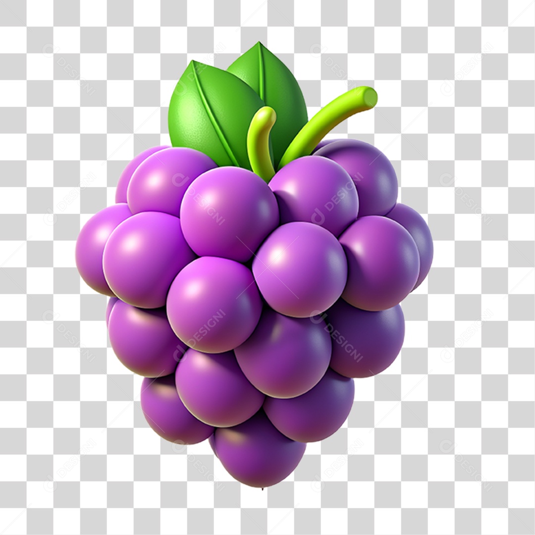 Elemento 3D Uvas Frutas PNG Transparente