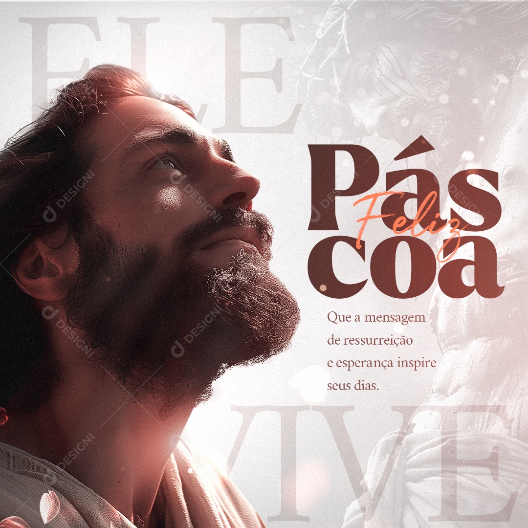 Feliz Páscoa Que a mensagem da ressureição e esperança inspire seus dias Social Media PSD Editável
