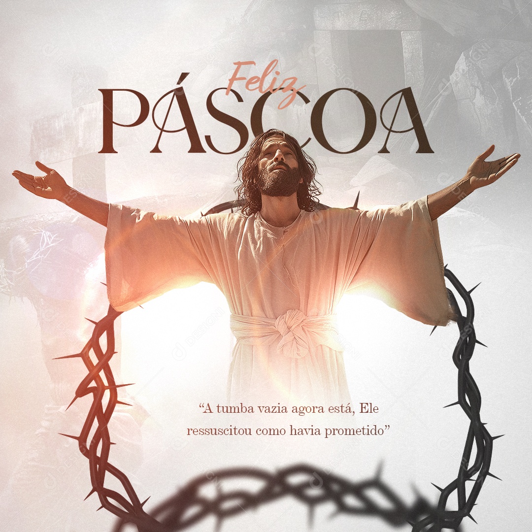 Feliz Páscoa A tumba vazia agora está Social Media PSD Editável