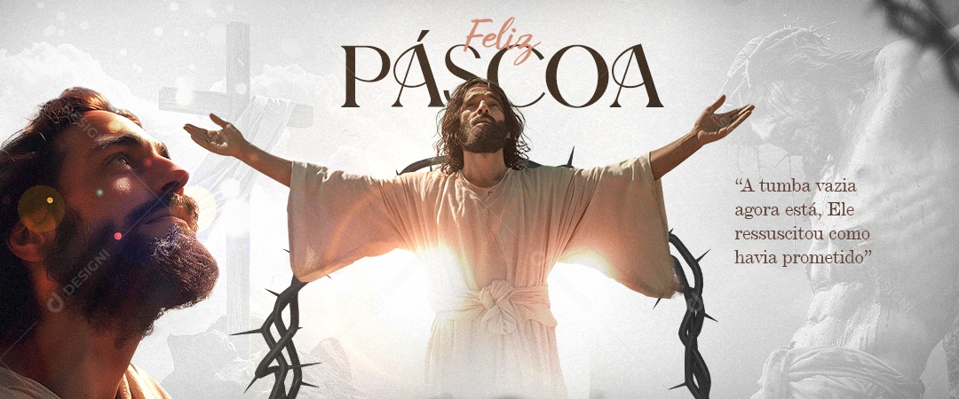 Banner Feliz Páscoa A tumba vazia agora está Social Media PSD Editável