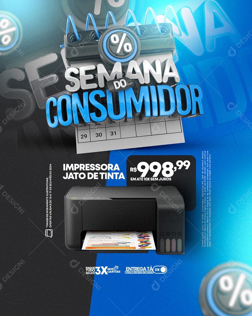 Semana do Consumidor Impressora Jato de Tinta Social Media PSD Editável