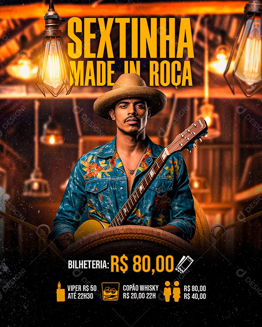 Flyer Sextinha Made in Roça Agenda Show Social Media PSD Editável