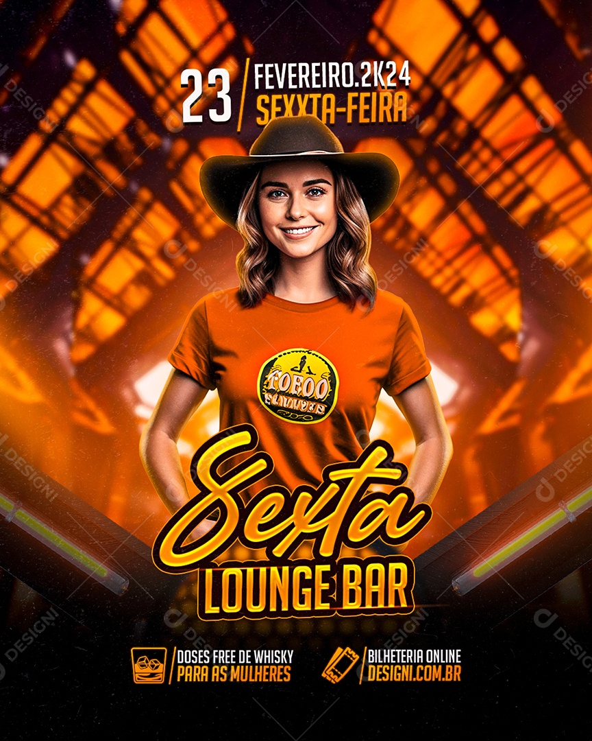 Flyer Sexta Lounger Bar Show Social Media PSD Editável