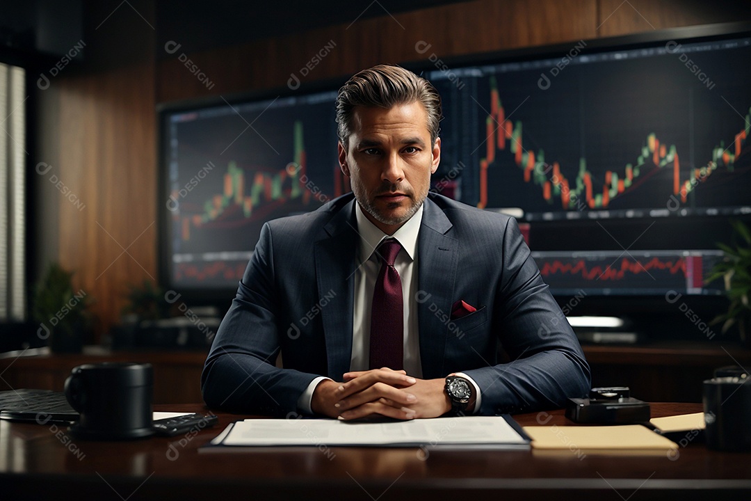 Trader no espaço de trabalho chefe executivo