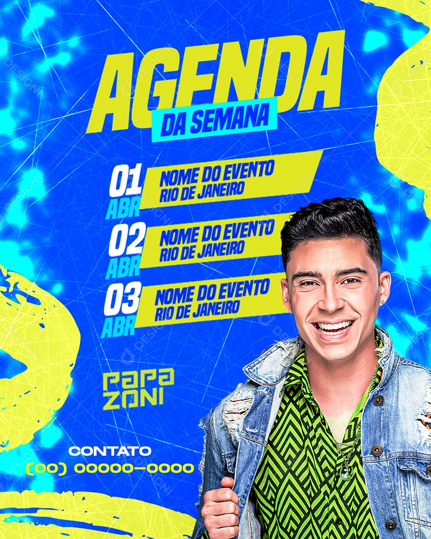 Flyer Agenda da Semana Papazoni Social Media PSD Editável