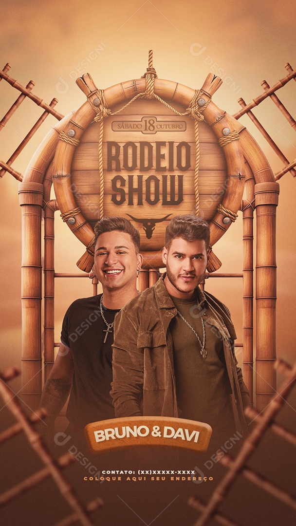Flyer Story Rodeio Show Bruno e Davi Social Media PSD Editável