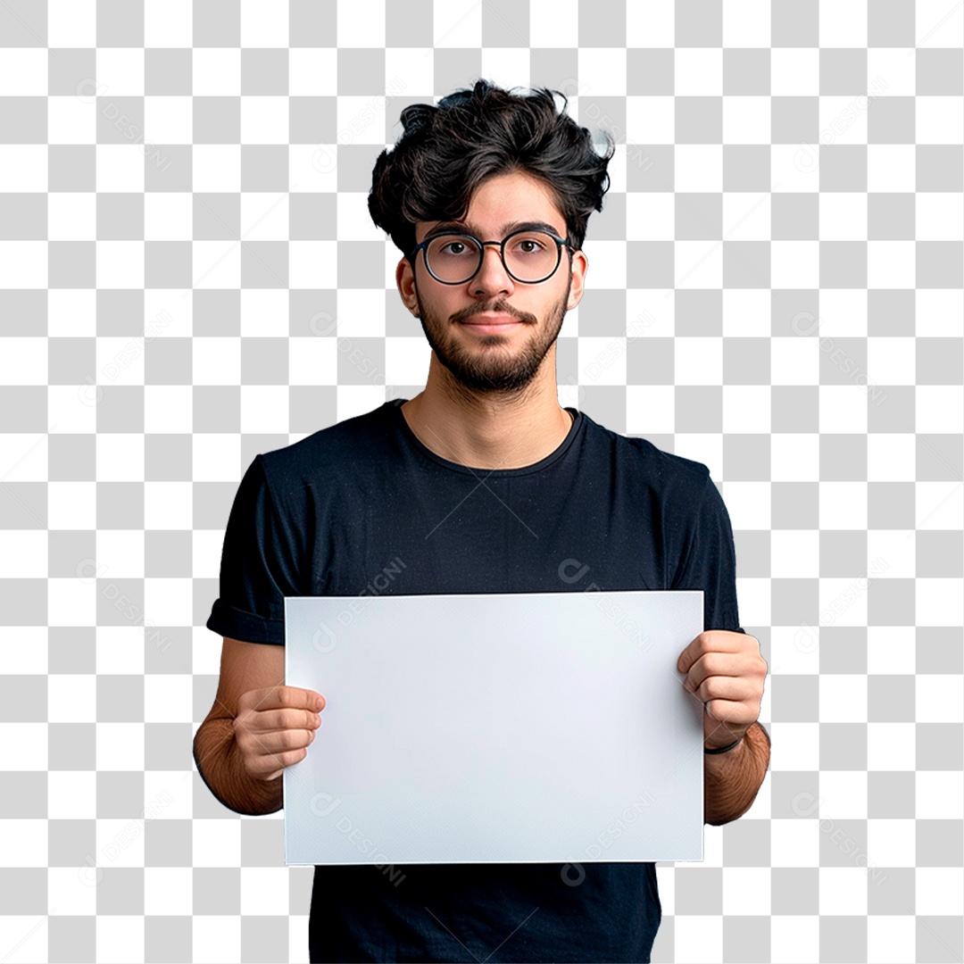 Homem Segurando Cartaz PNG Transparente
