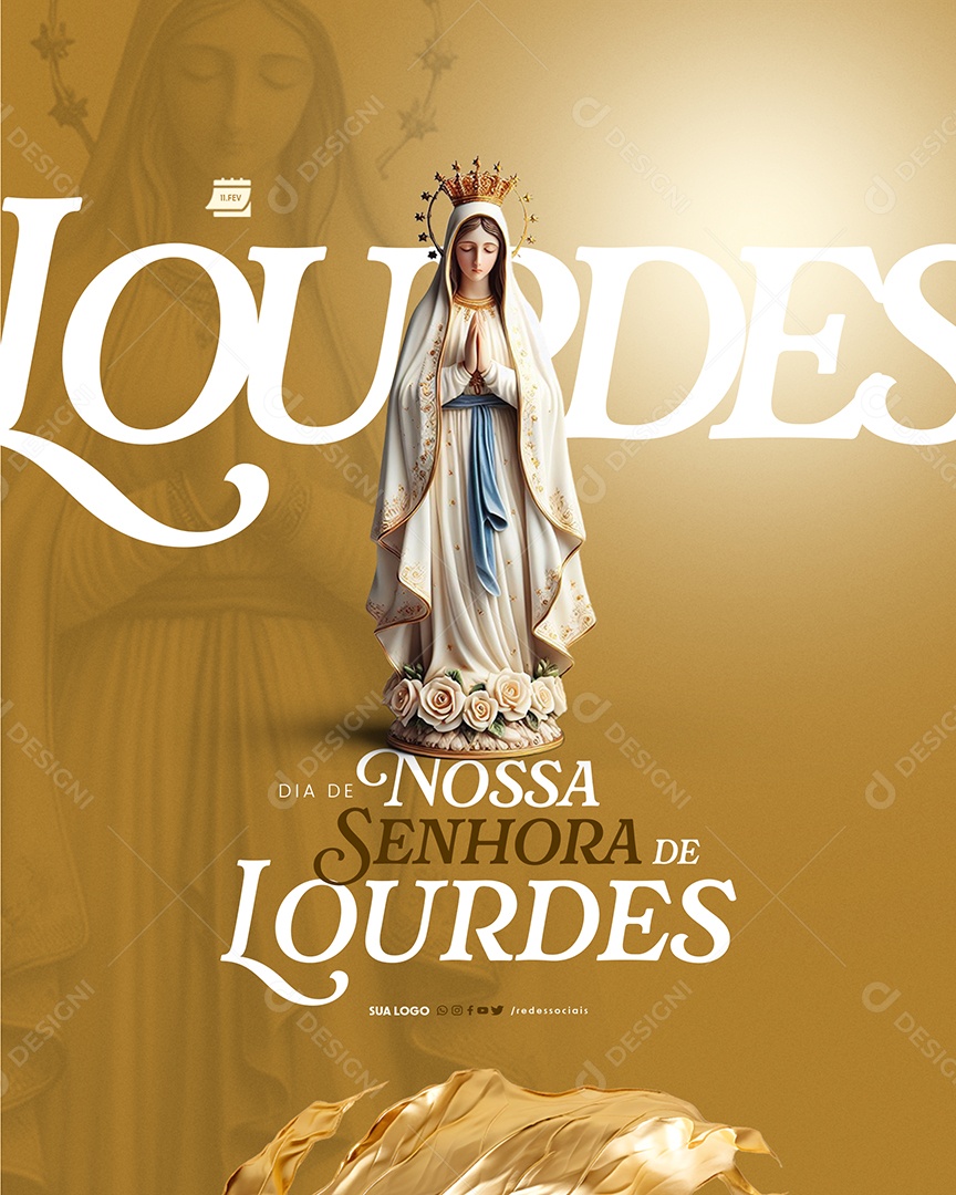 Our Lady of Lourdes Day February 11th Editable Social Media PSD