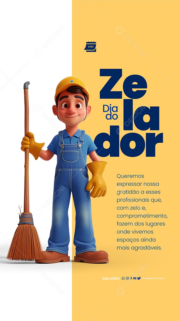 Story Dia do Zelador 11 de Fevereiro Queremos expressa nossa gratidão Social Media PSD Editável