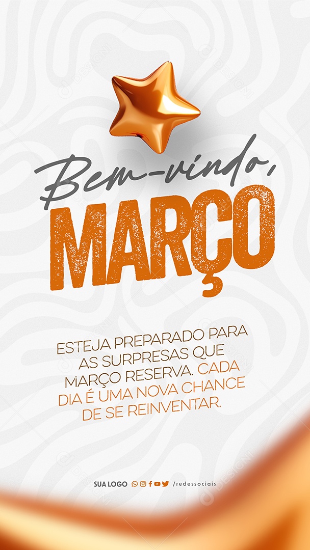 Story Bem Vindo Março Esteja preparado para as supressas Social Media PSD Editável